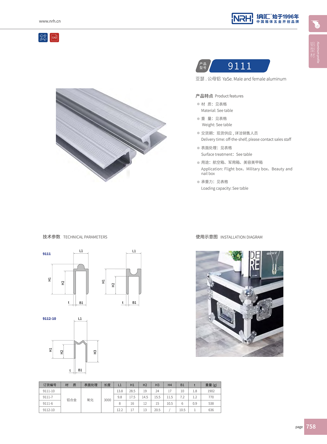 小优视频老版本/NRH航空箱箱牙 9112-12 M字型